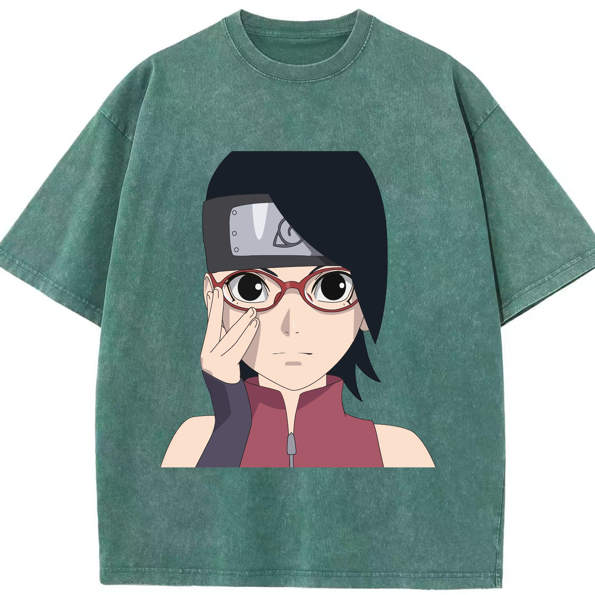（画像用） NARUTO -ナルト- うちは サラダ Uchiha Sarada 綿100% ヴィンテージ風 半袖Tシャツ（フロントプリント）